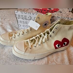Converse x Comme des Garçons White High-Top Sneakers, Men's 12, Women's 14, NIB